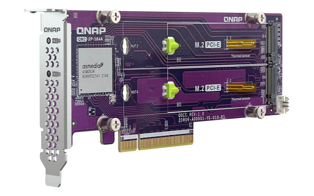 QNAP QM2 Card QM2-2P-384A PCIe 3.0 Erweiterungskarte für zwei M.2 NVMe SSDs