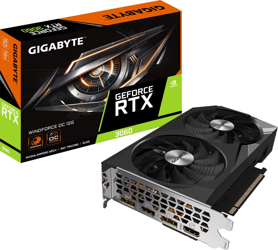 GIGABYTE GeForce RTX 3060 WindForce OC R2.0 12GB GDDR6 Grafikkarte 2xHDMI, 2xDP