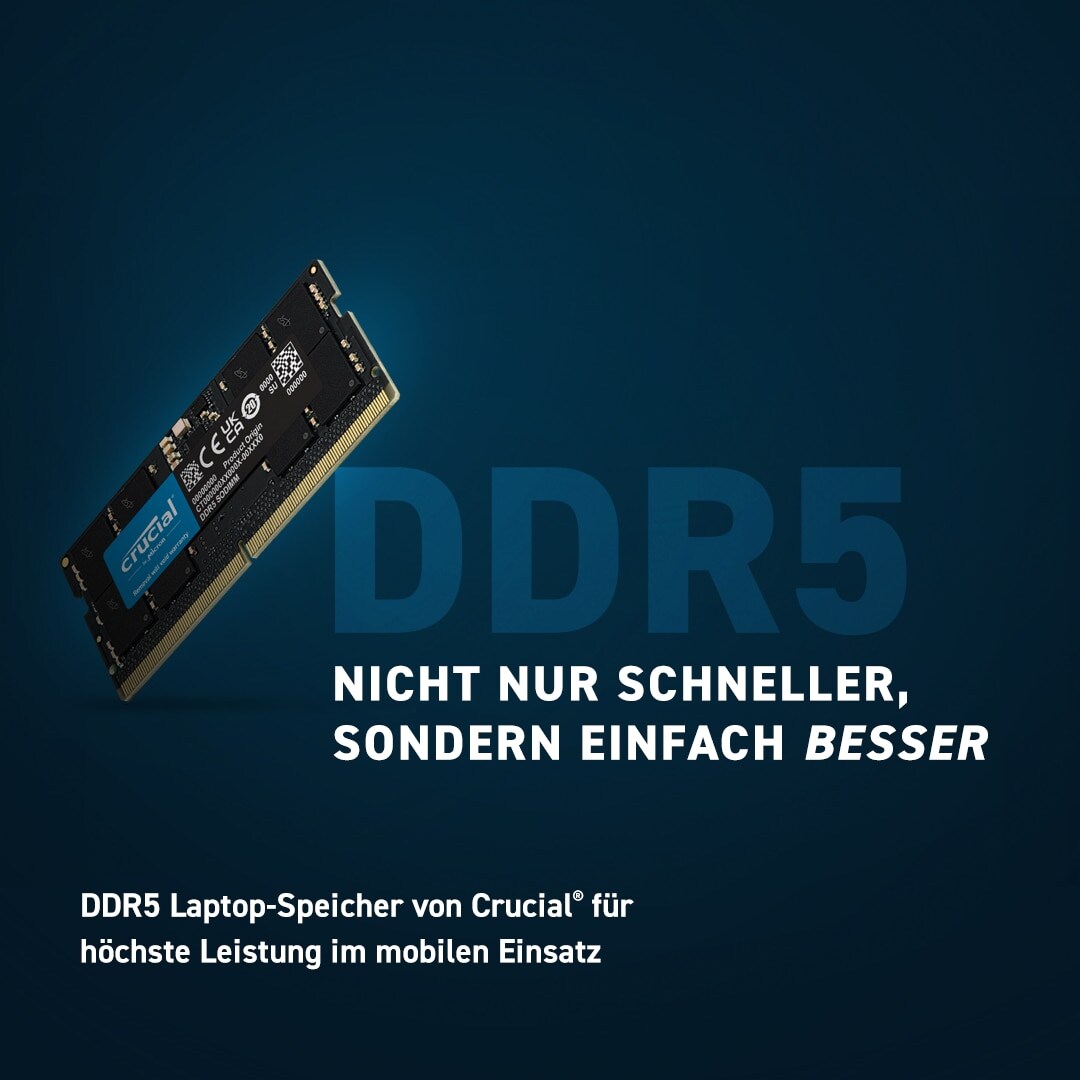 8GB Crucial DDR5-4800 CL 40 SO-DIMM RAM Notebook Speicher