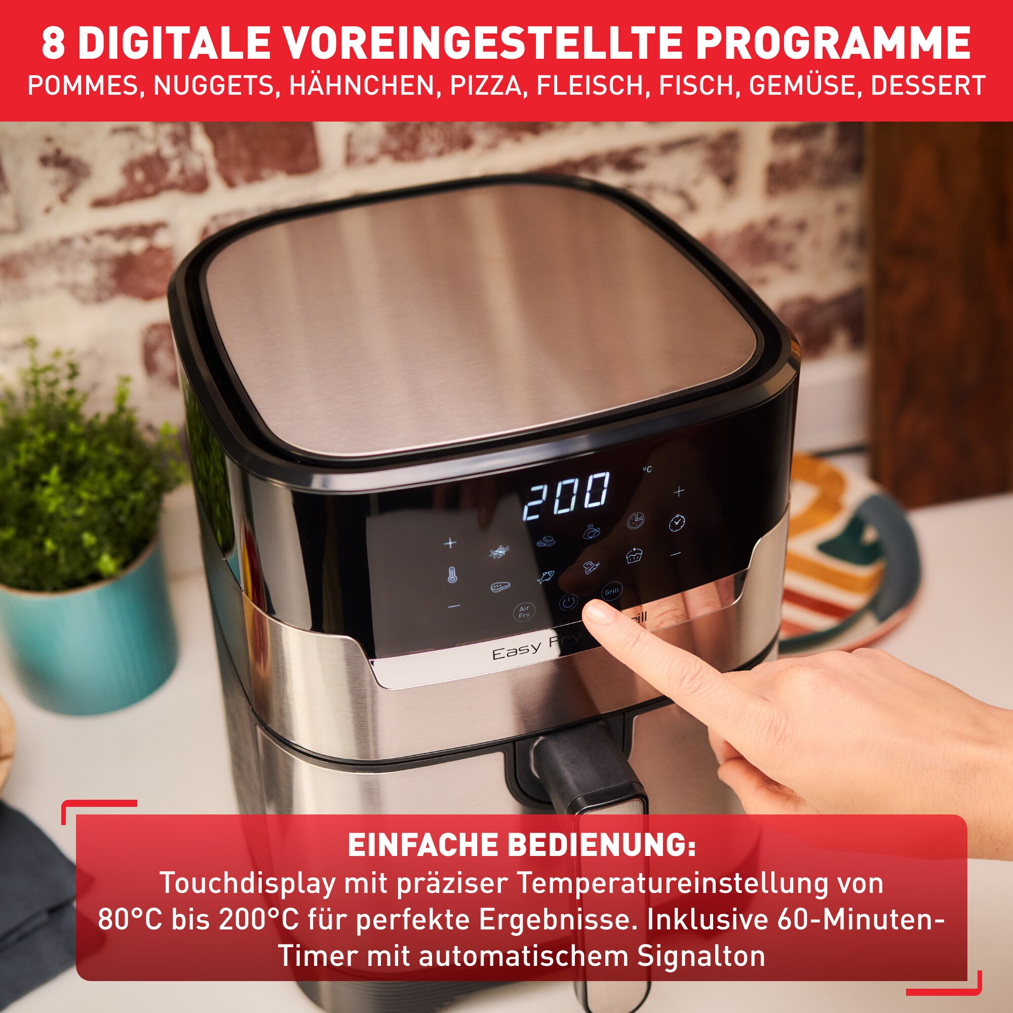 Tefal EY505D15 Easy Fry &amp; Grill Deluxe Heißluft-Fritteuse XL schwarz