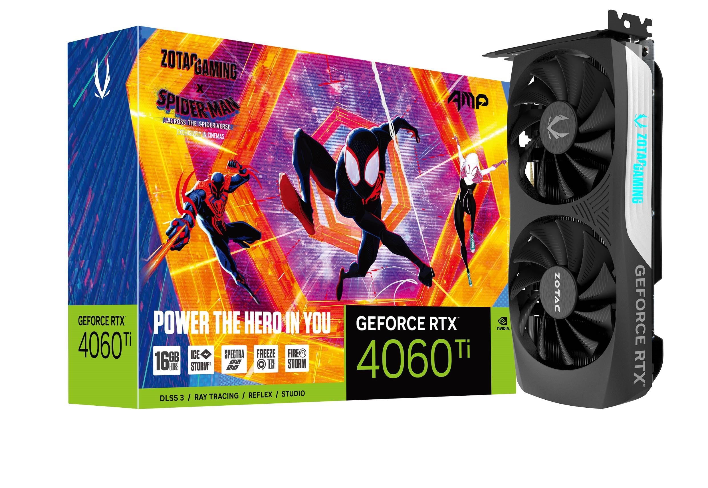 ZOTAC GAMING GeForce RTX 4060TI AMP Spiderman 16GB GDDR6 Grafikkarte 3xDP/HDMI