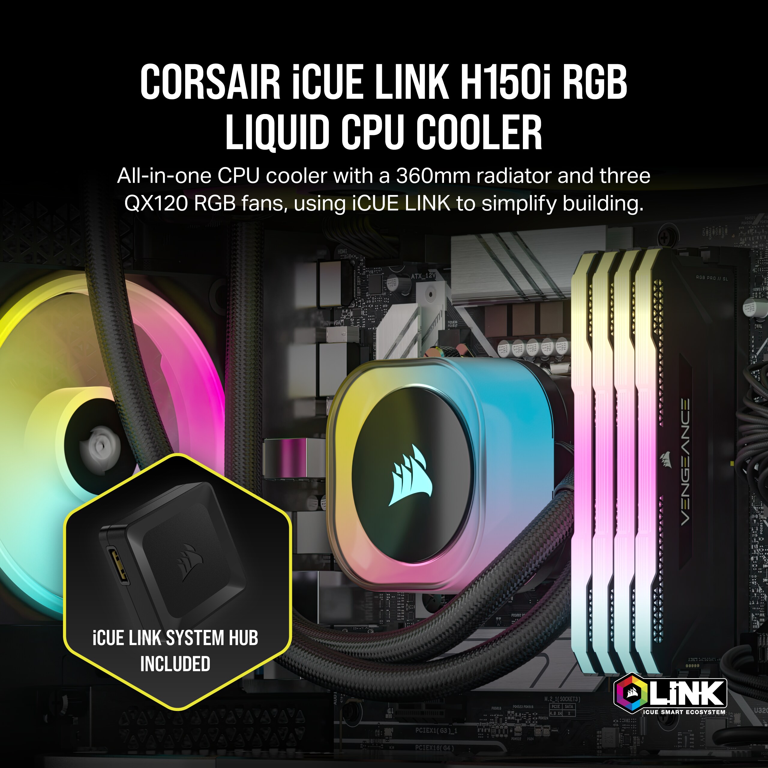 Corsair ICUE LINK H150i RGB Wasserkühlung 360 mm Intel und AMD CPU schwarz  ++ Cyberport