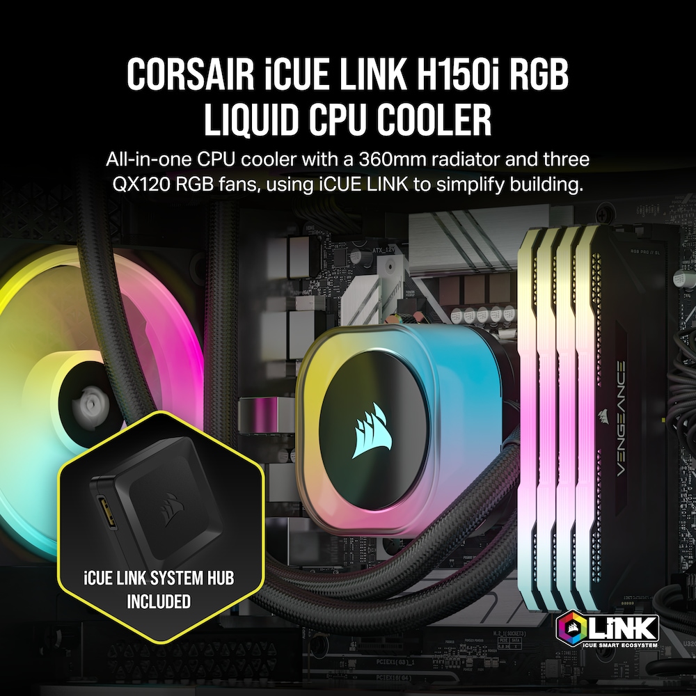 Corsair ICUE LINK H150i RGB Wasserkühlung 360 mm Intel und AMD CPU schwarz  ++ Cyberport