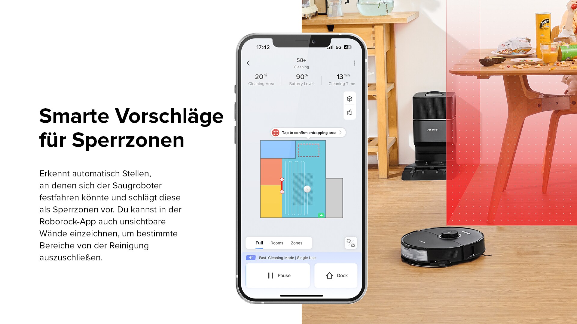 Roborock S8+ Saug-/Wischroboter mit Absaugstation schwarz