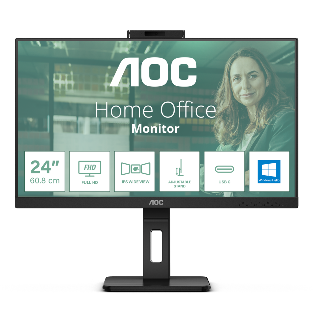 AOC 24P3CW 60,5cm (23,8") FHD IPS Monitor 16:9 HDMI/DP/USB-C PD65W 75Hz Webcam