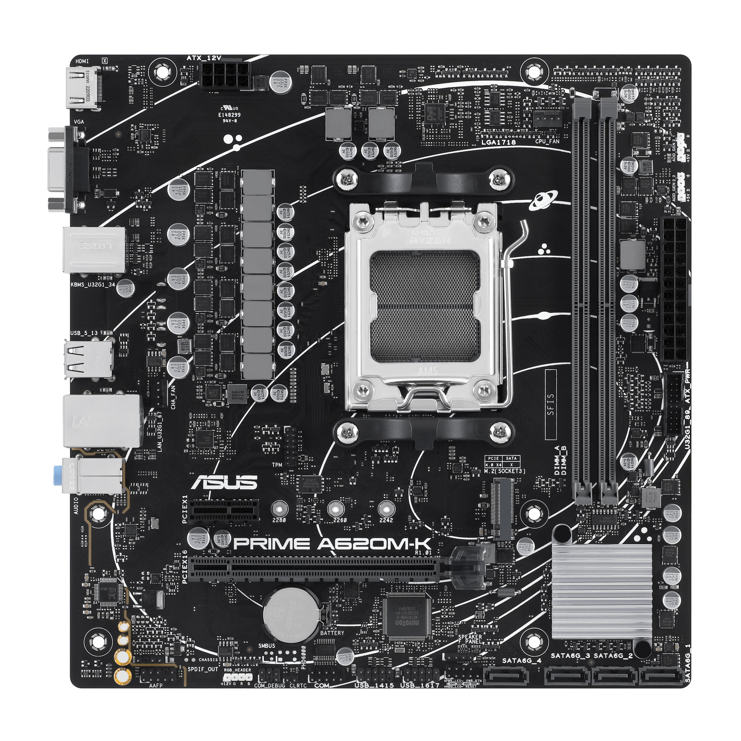 ASUS PRIME A620M-K mATX Mainboard Sockel AM5 M.2/USB3.2/VGA/HDMI