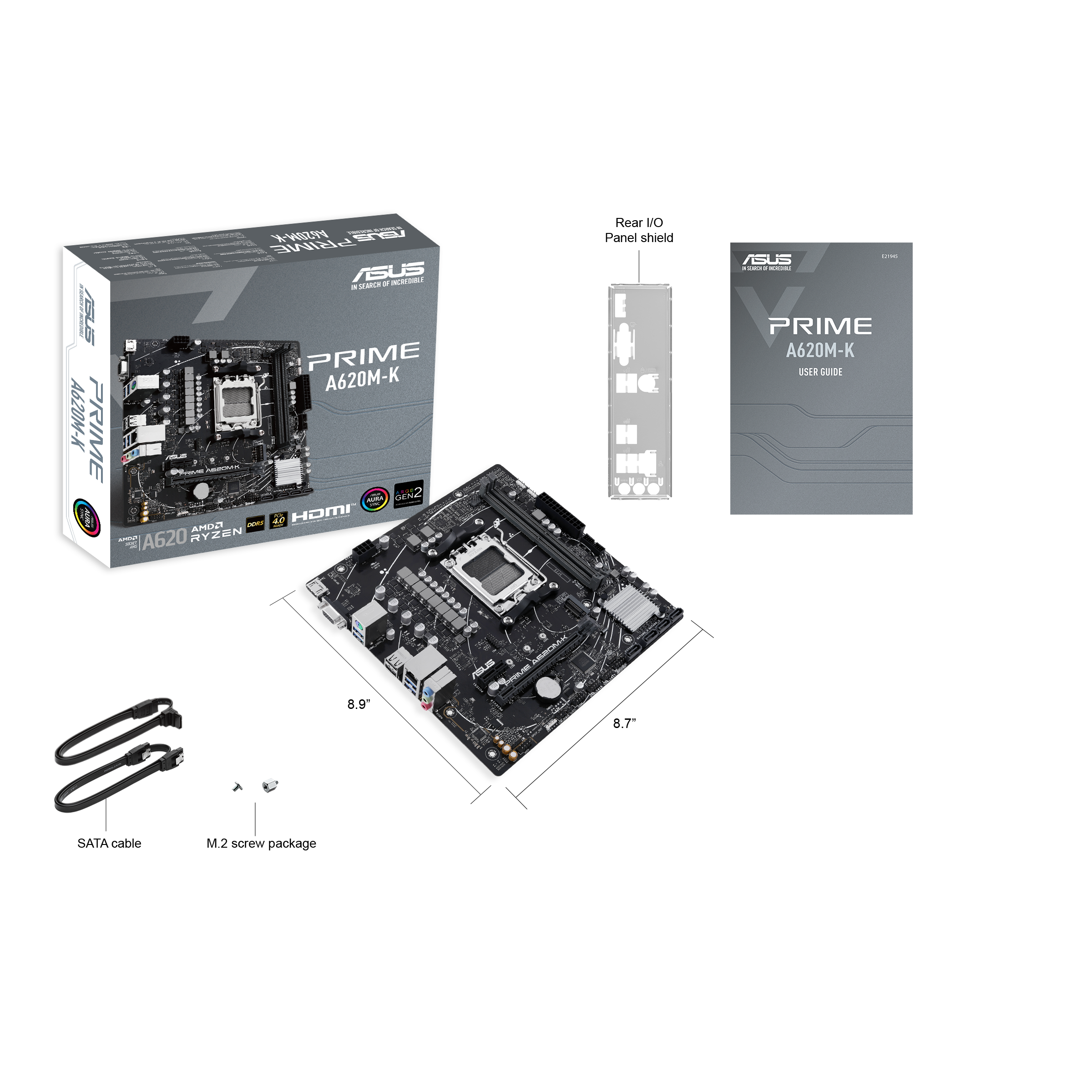 ASUS PRIME A620M-K mATX Mainboard Sockel AM5 M.2/USB3.2/VGA/HDMI