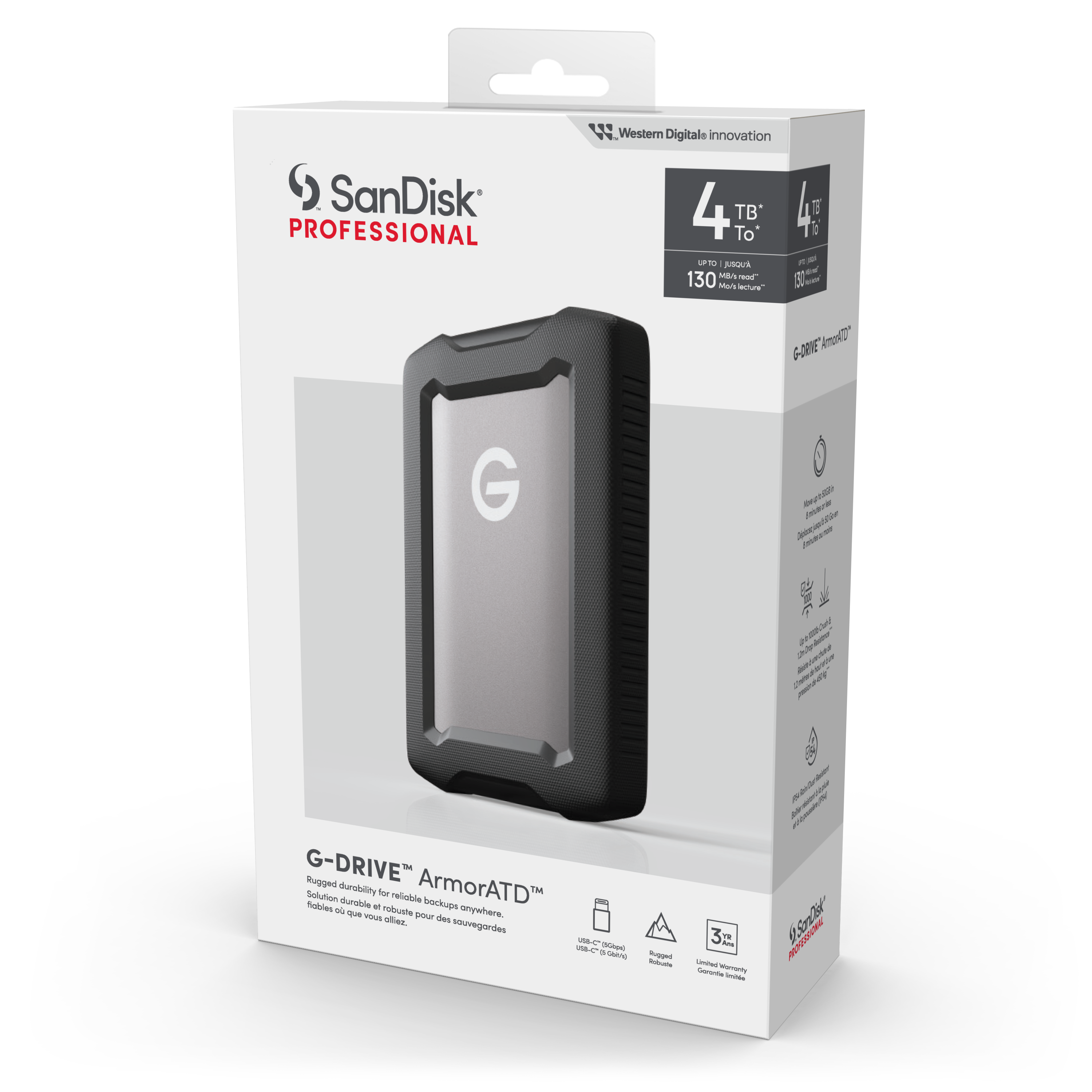 SanDisk® PROFESSIONAL G-DRIVE ArmorATD V2 Grau 4 TB 3,5" externe Festplatte