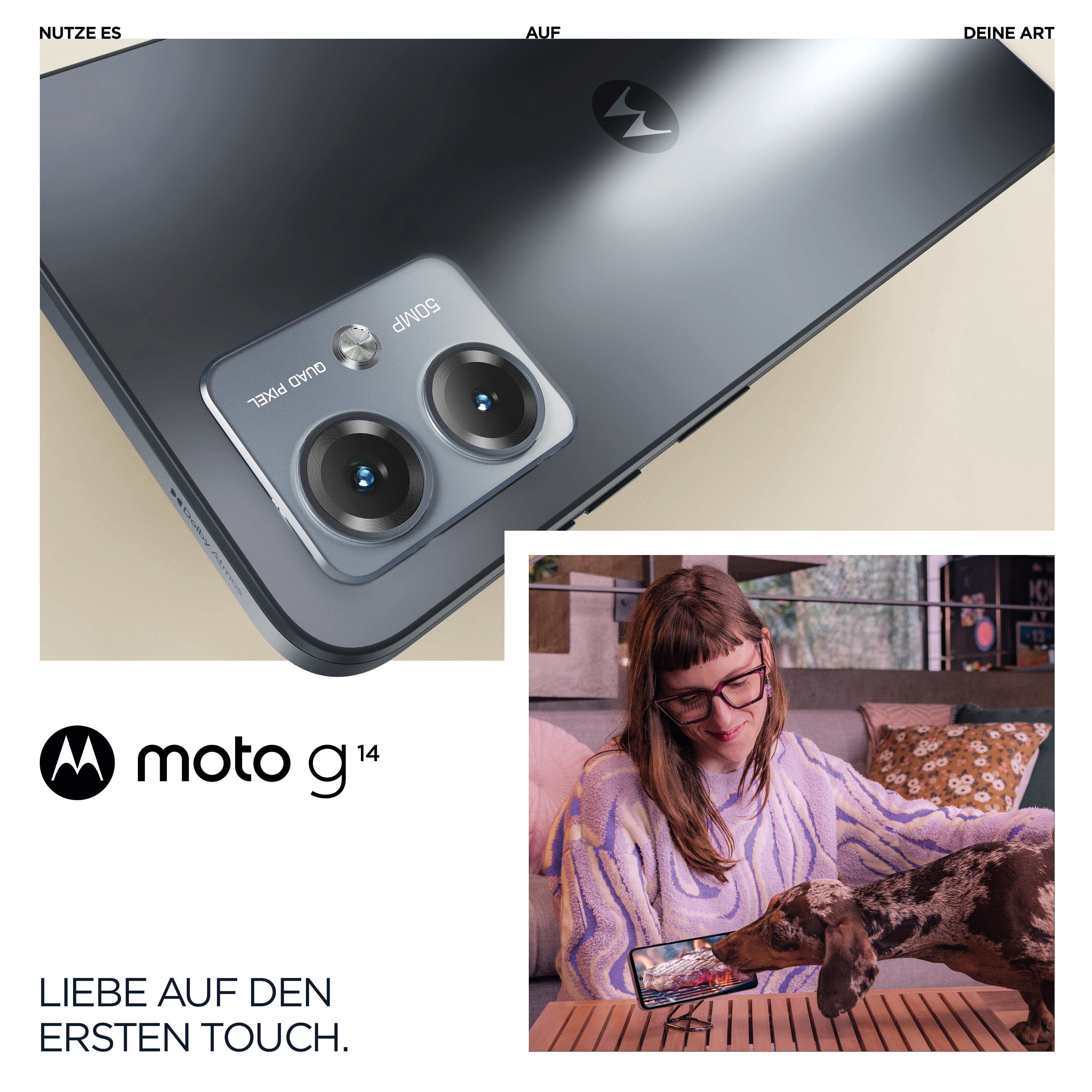 Motorola moto g14 Cyberport 4/128 Android grey 13 Smartphone ++ GB steel