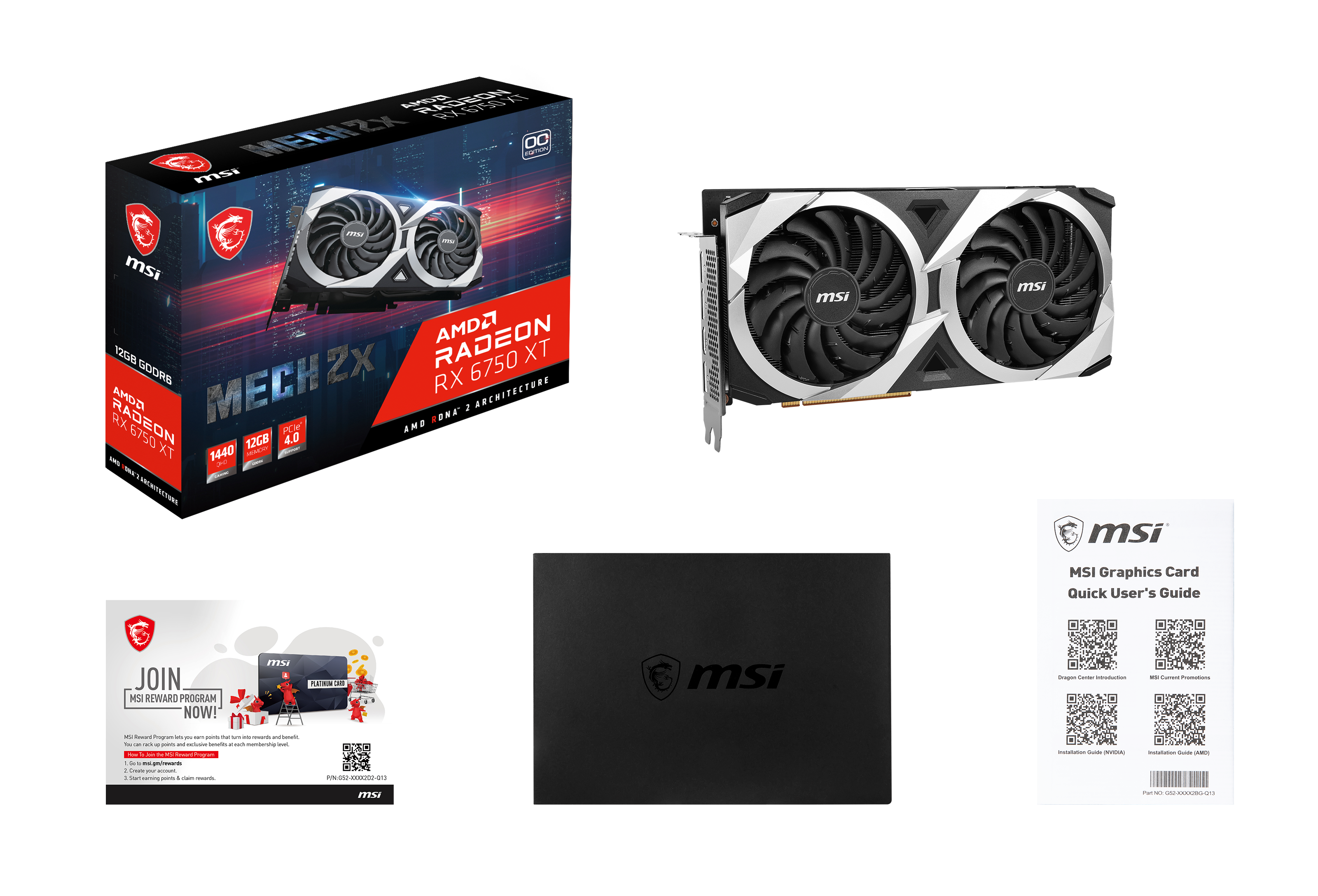 MSI AMD Radeon RX 6750 XT Mech 2X 12G OC 12GB Grafikkarte GDDR6 HDMI/3x DP