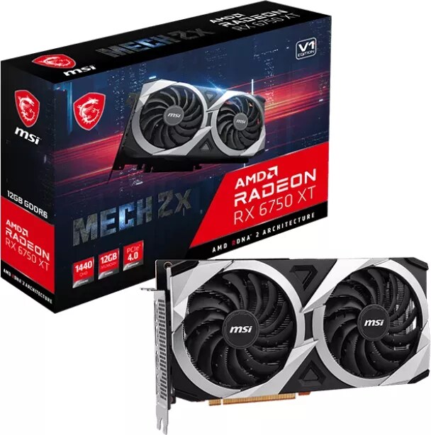 MSI AMD Radeon RX 6750 XT Mech 2X 12G V1 12GB Grafikkarte GDDR6 HDMI/3x DP