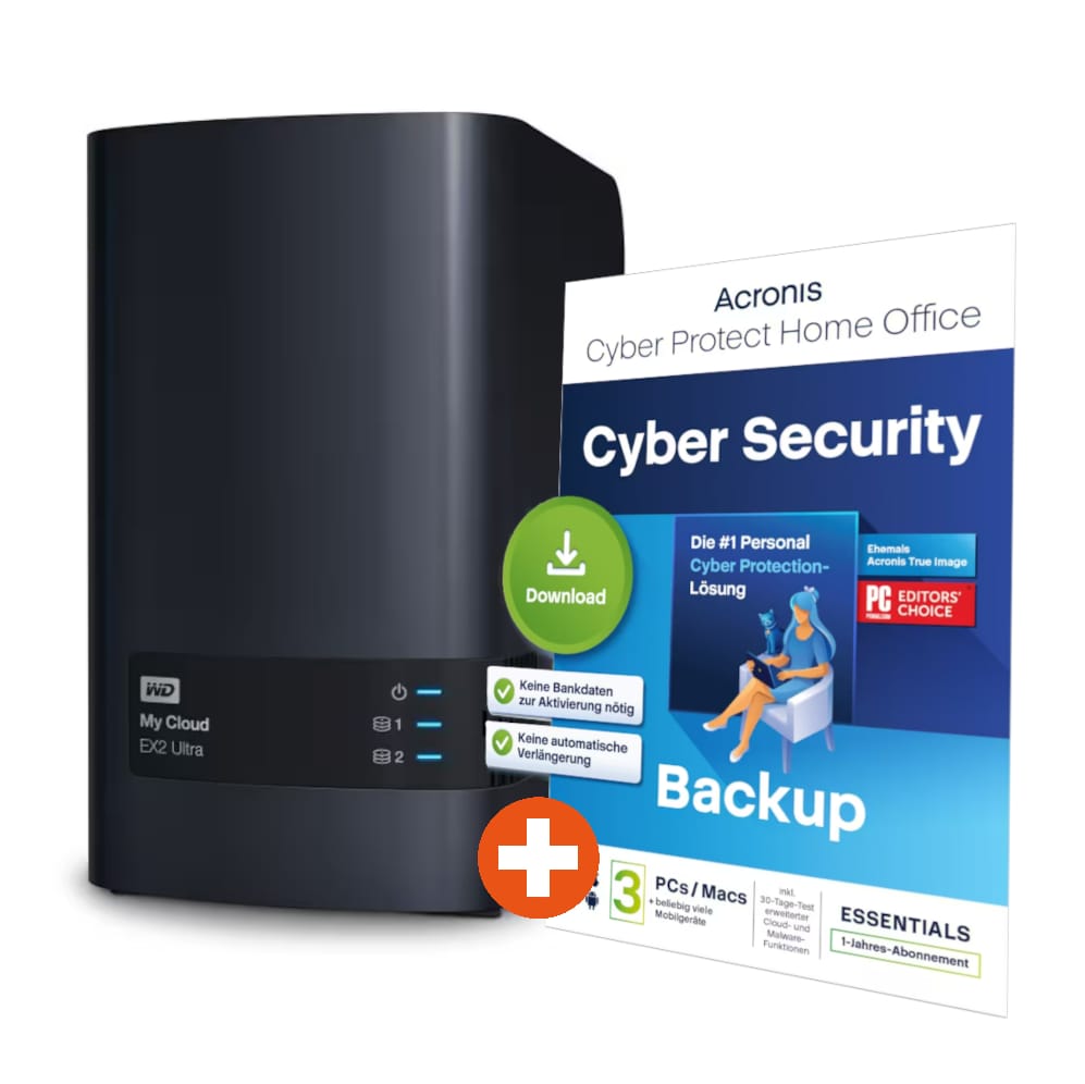 WD My Cloud EX2 Ultra NAS System 2-Bay 12 TB + Acronis Cyber.