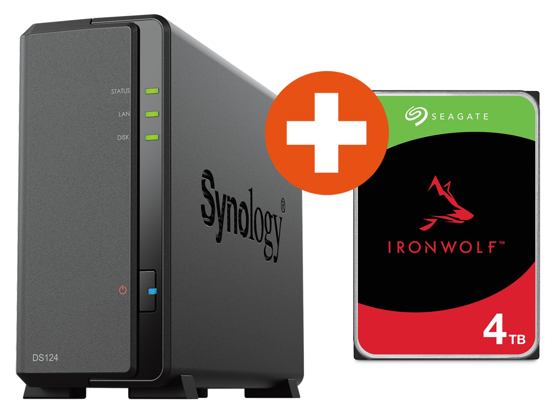 Synology Diskstation DS124 NAS System 1-Bay inkl. 4 TB Seagate ST4000VN006