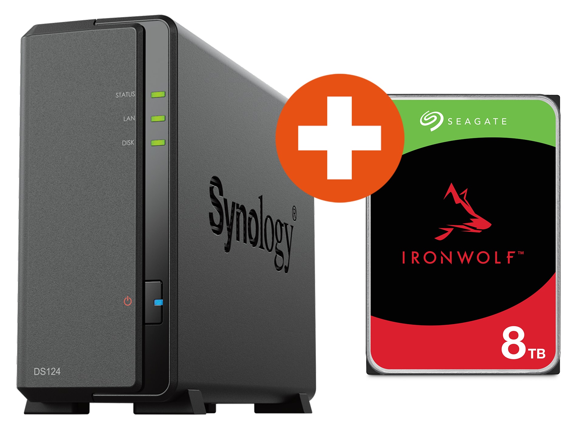 Synology Diskstation DS124 NAS System 1-Bay inkl. 8 TB Seagate ST8000VN004