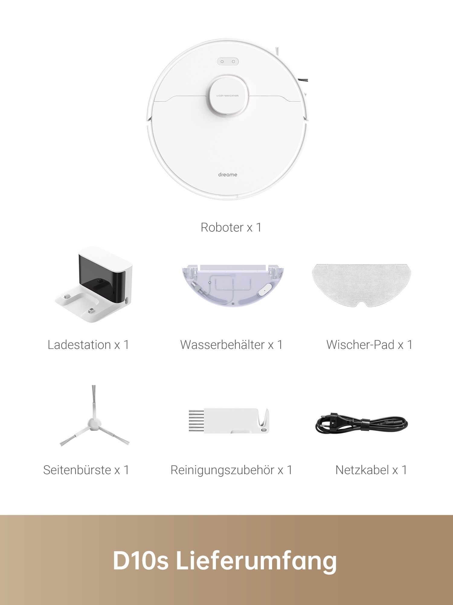 DreameBot D10s Saug- und Wischroboter weiß, 5000Pa, Laser