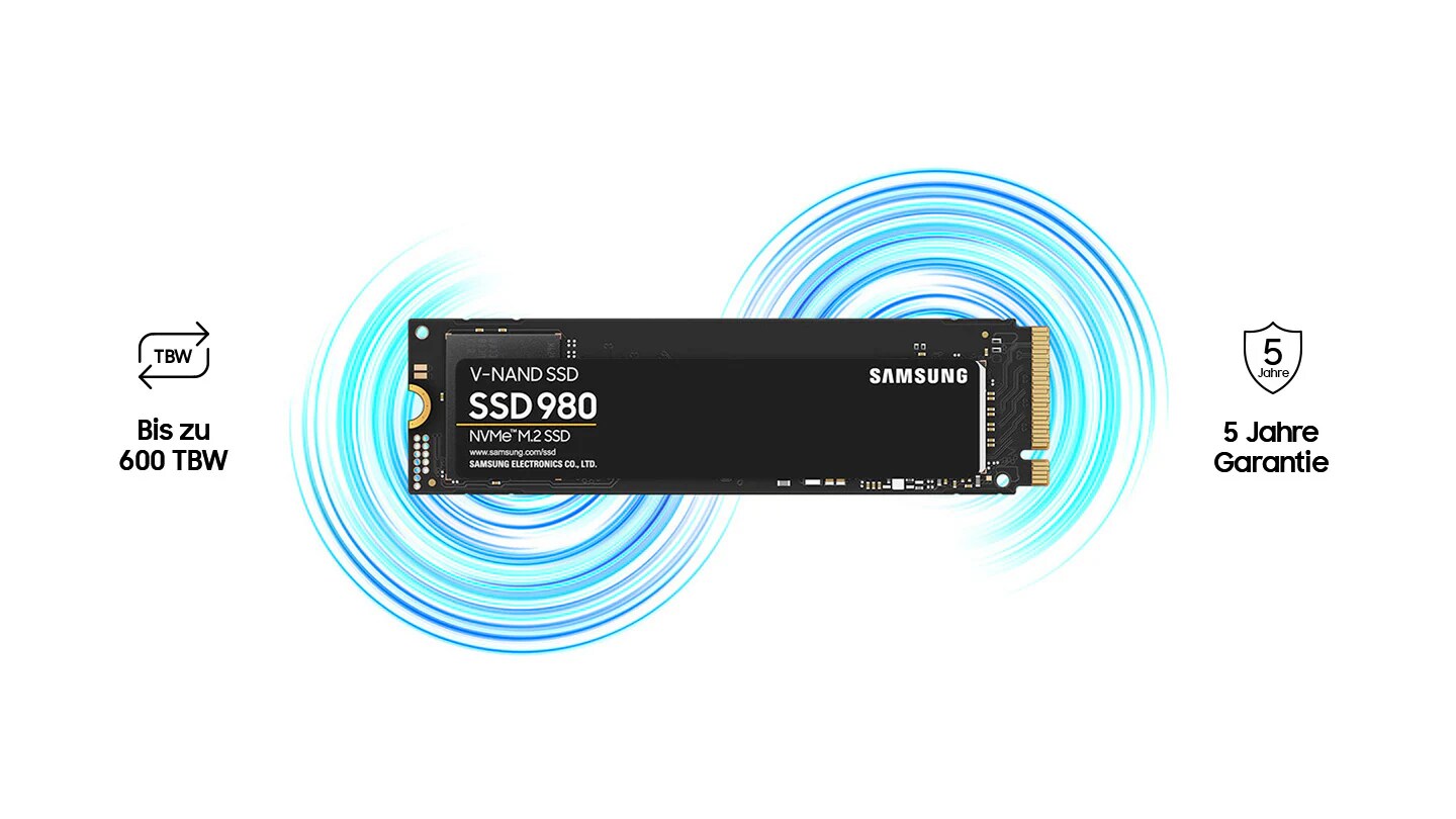 Samsung 980 Interne NVMe SSD 1 TB M.2 2280 PCIe 3.0 V-NAND TLC