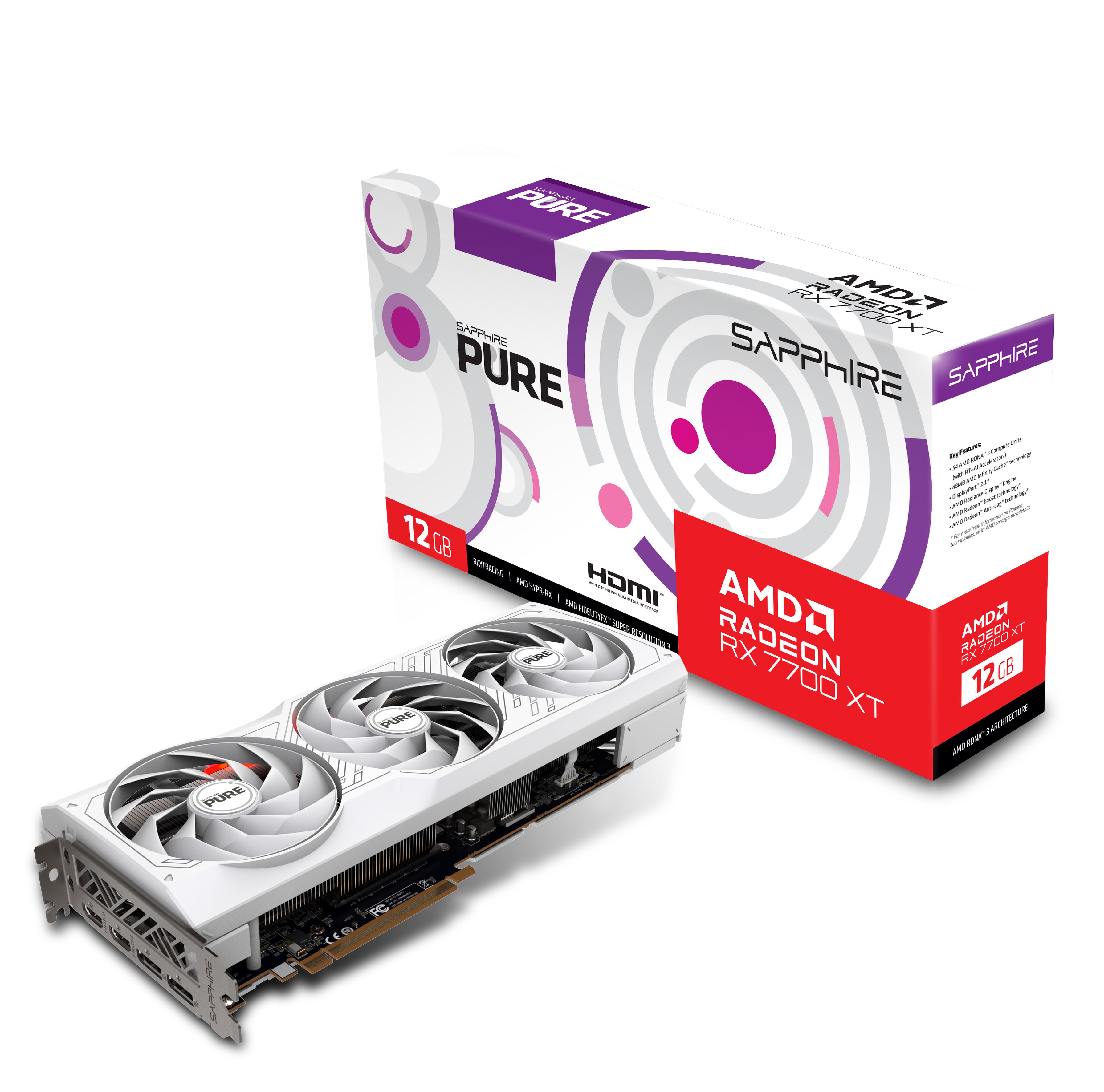 SAPPHIRE AMD Radeon RX 7700 XT Pure OC Grafikkarte 12GB GDDR6 2xHDMI/2xDP