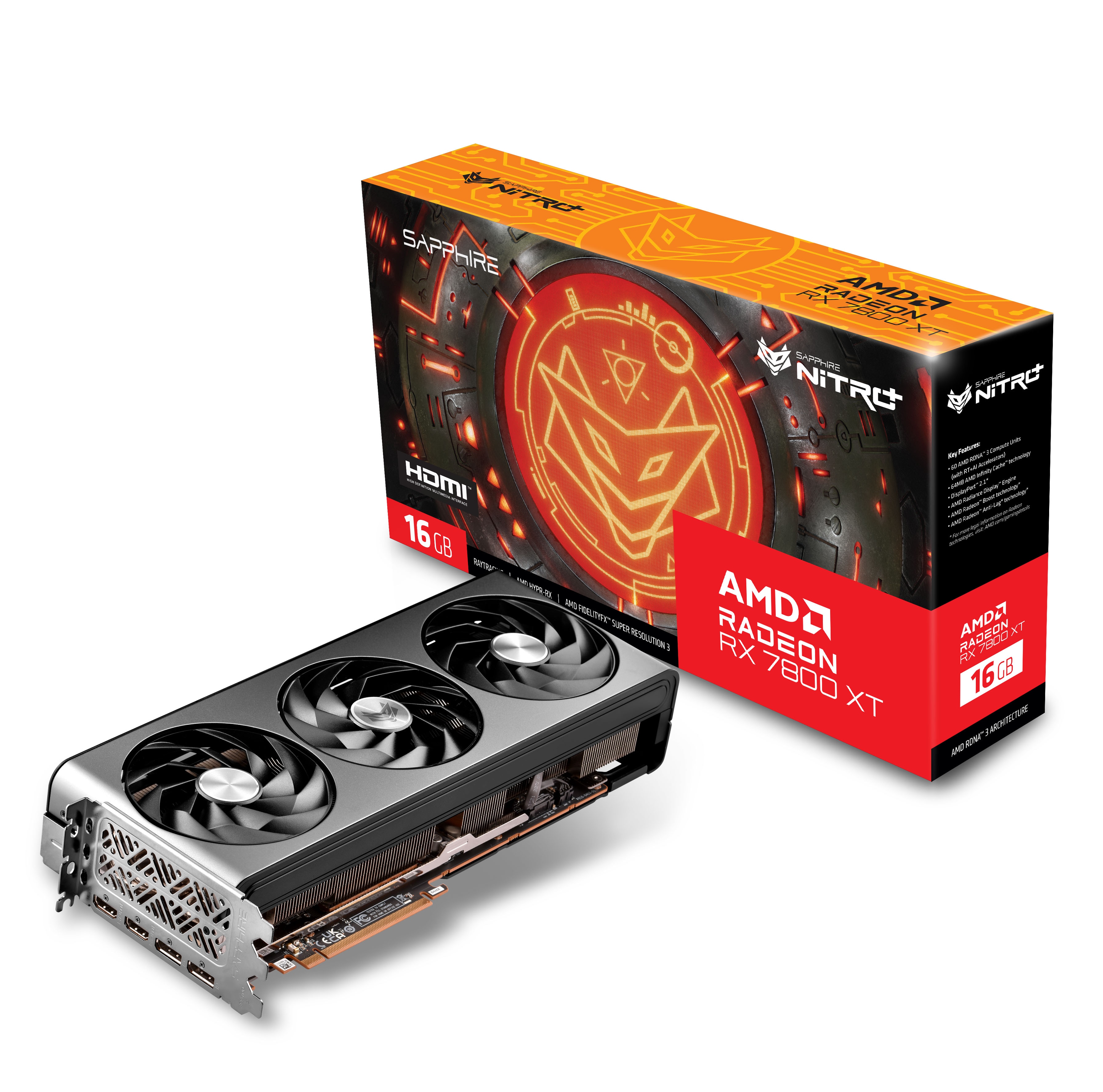 SAPPHIRE AMD Radeon RX 7800 XT Nitro+ OC Grafikkarte 16GB GDDR6 2xHDMI/2xDP