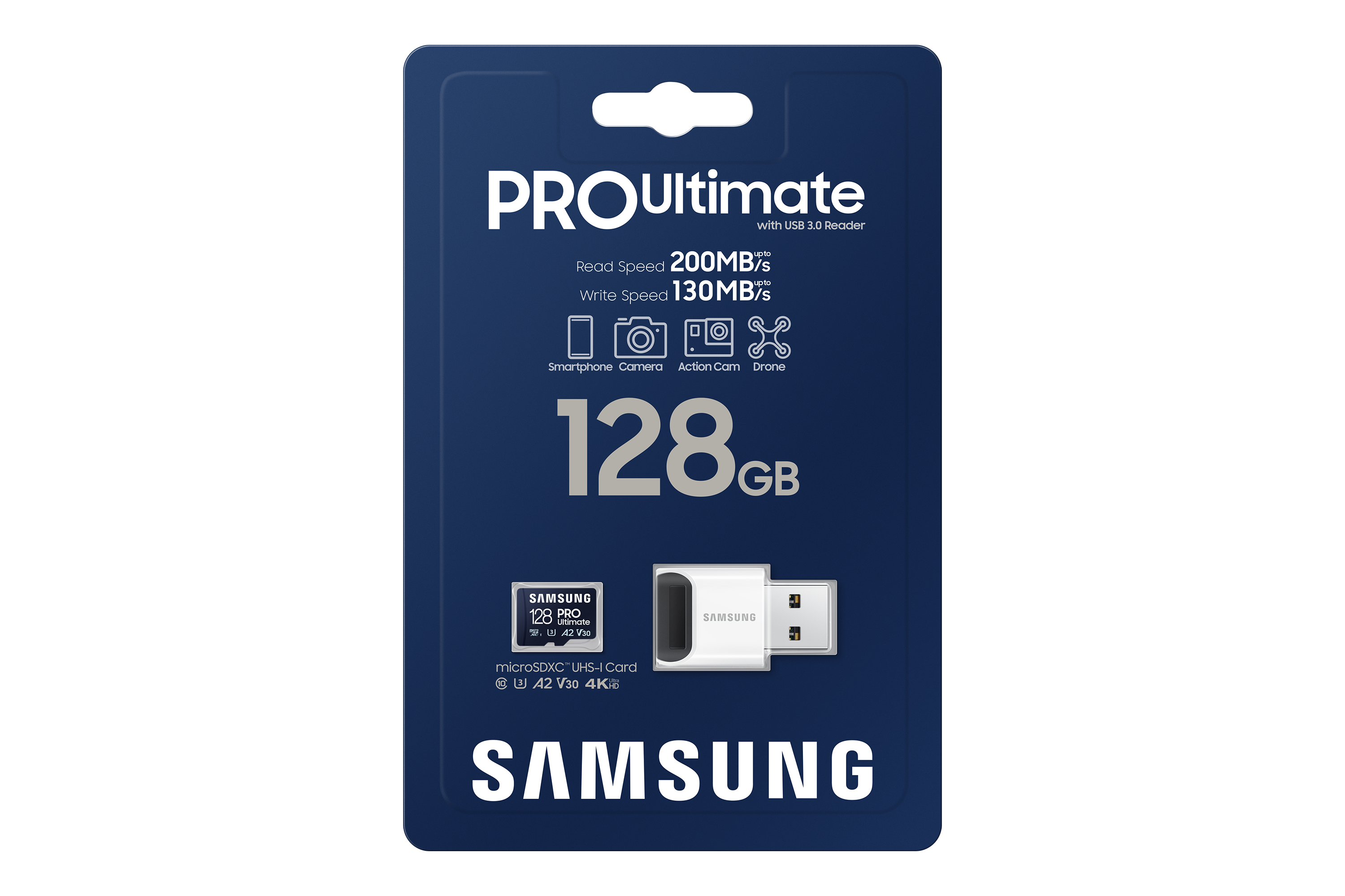 Samsung PRO Ultimate 128 GB microSD-Speicherkarte mit USB-Kartenleser