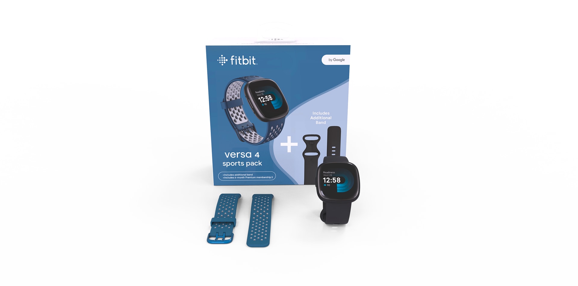 Fitbit Versa 4 Bundle Fitness-Smartwatch Schwarz/Saphir