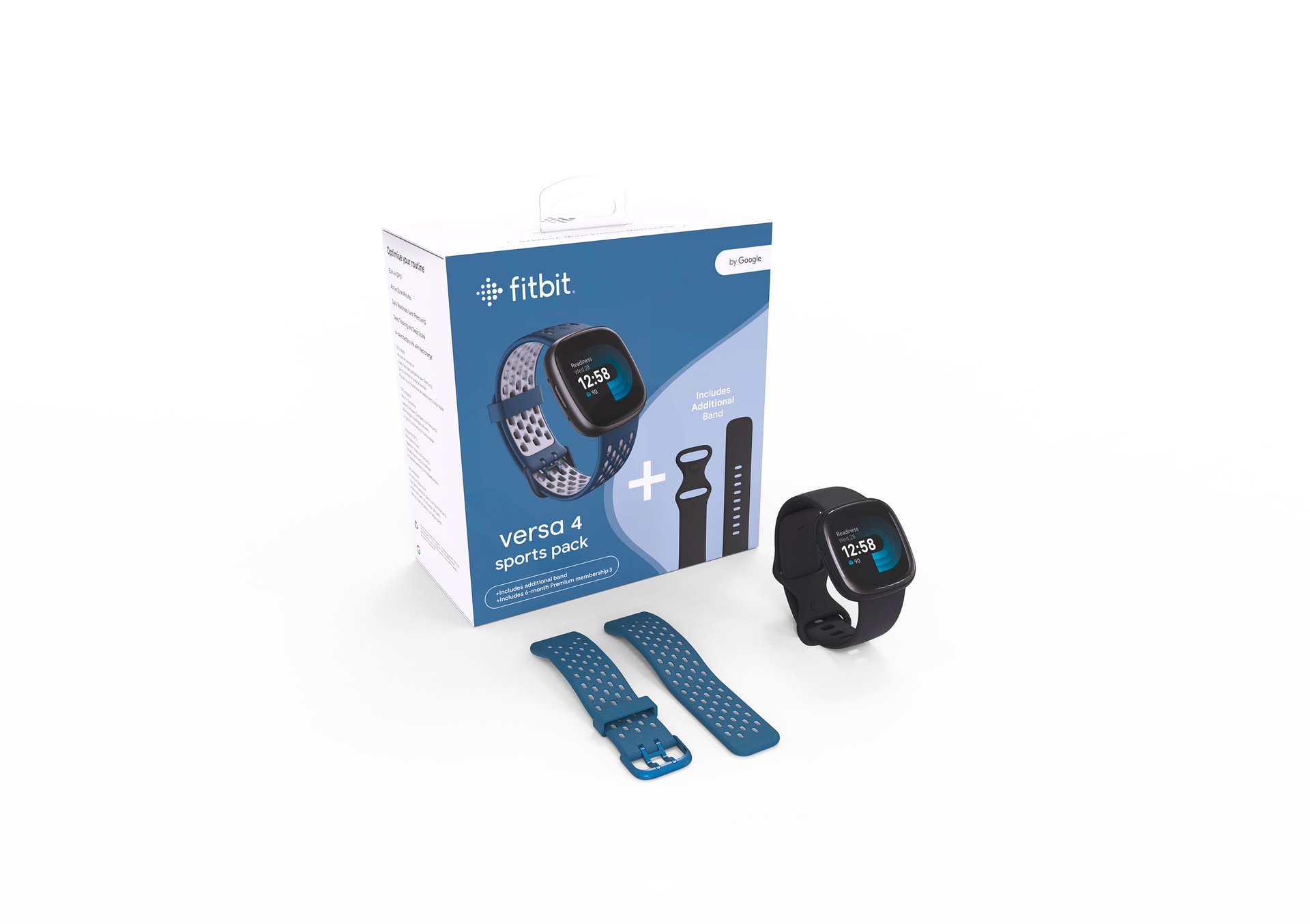 Fitbit Versa 4 Bundle Fitness-Smartwatch Schwarz/Saphir