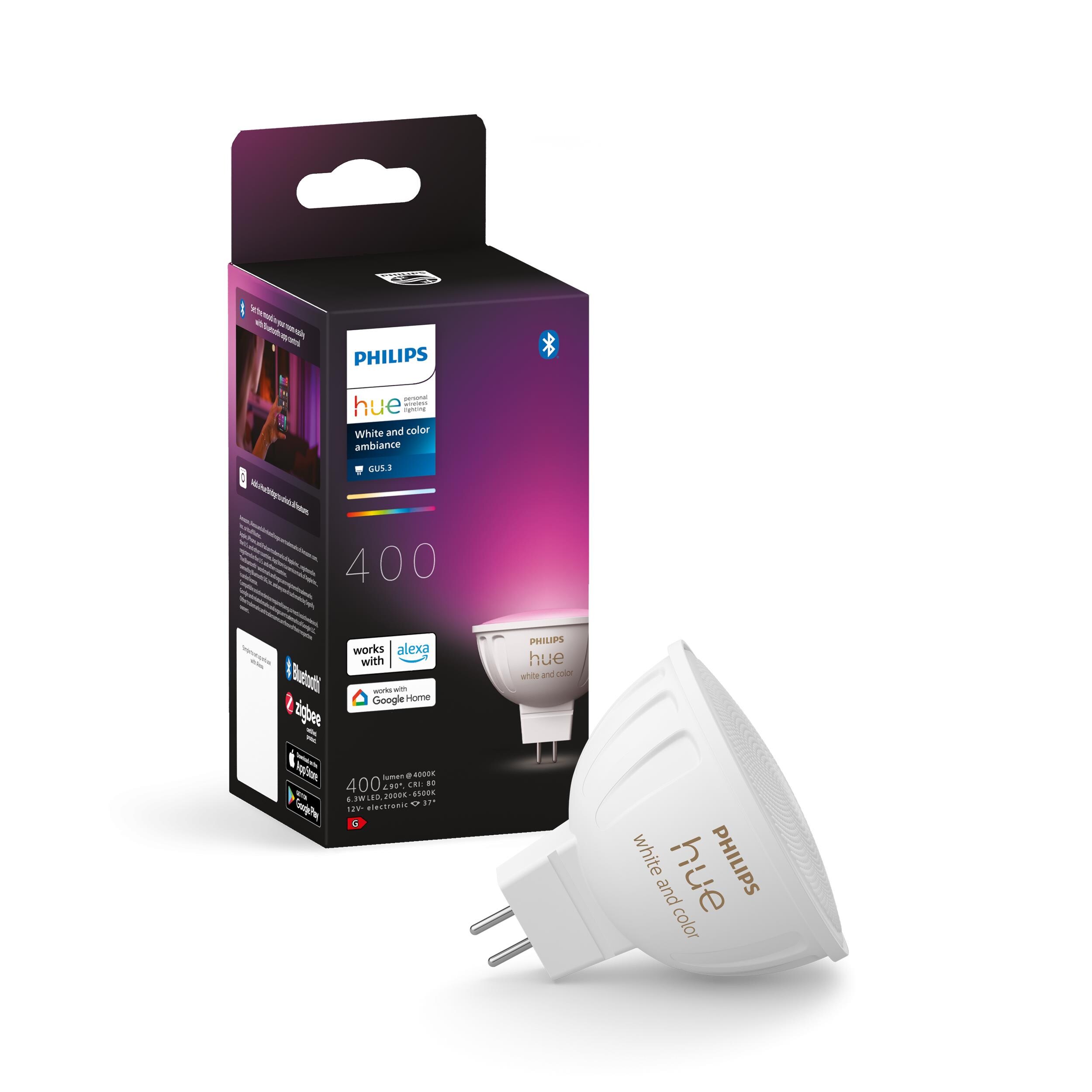 Philips Hue White &amp; Color Ambiance MR16 LED-Lampe 400lm, Einzelpack