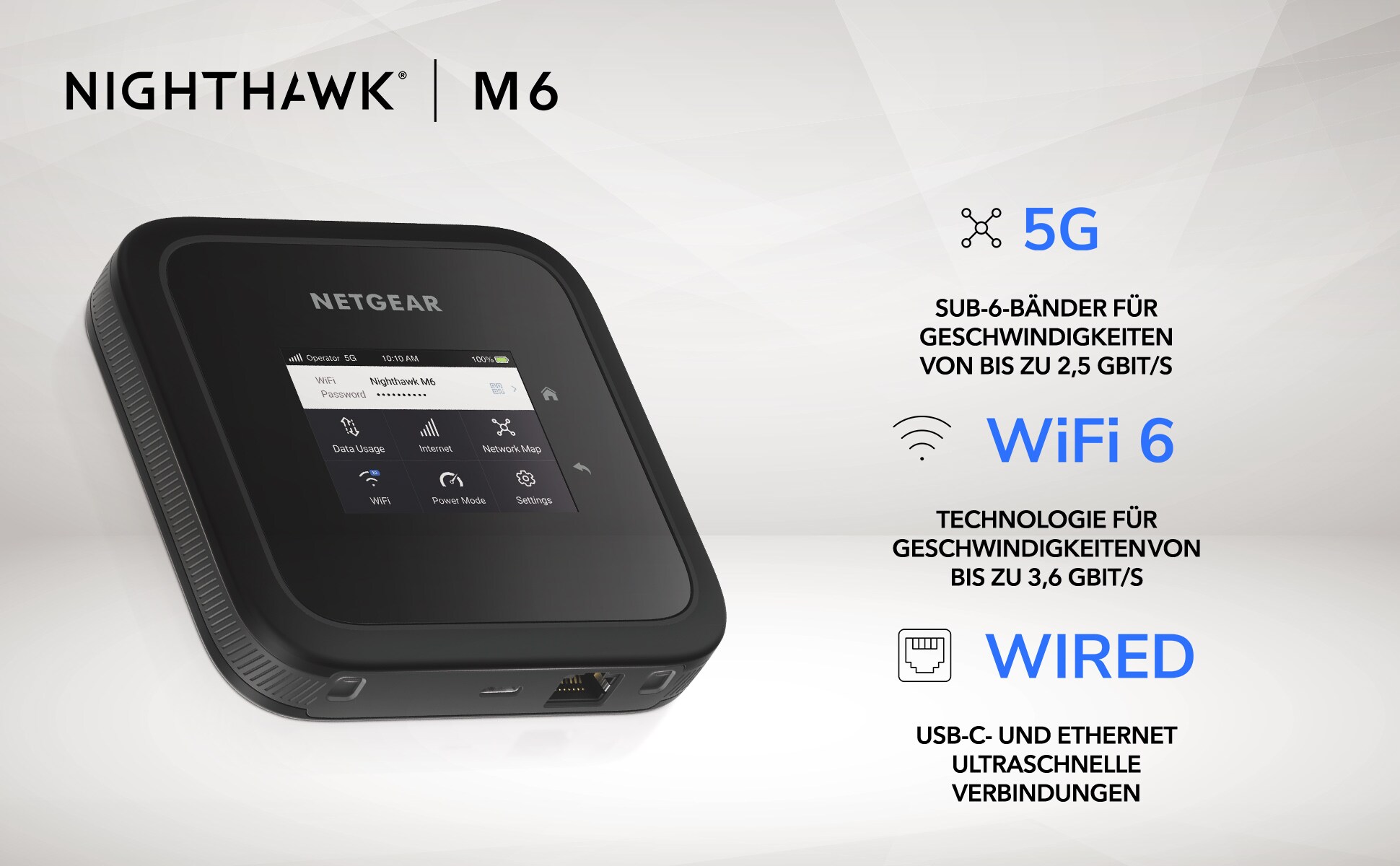 Netgear Nighthawk M6 5G WiFi 6E Mobiler Hotspot-Router (MR6150)