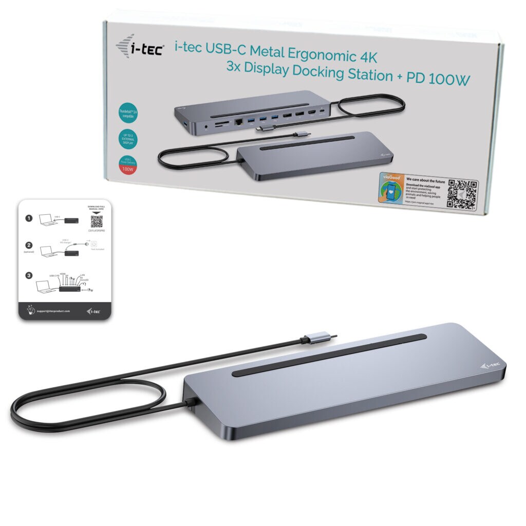 i-tec USB3.2/USB-C/Thunderbolt/DP/HDMI 3x 4K Display Docking Station + PD 100W