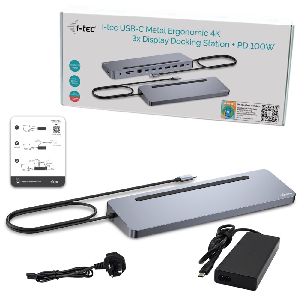 i-tec USB3.2/USB-C/Thunderbolt/DP/HDMI 3x 4K Display Docking Station + PD 100W