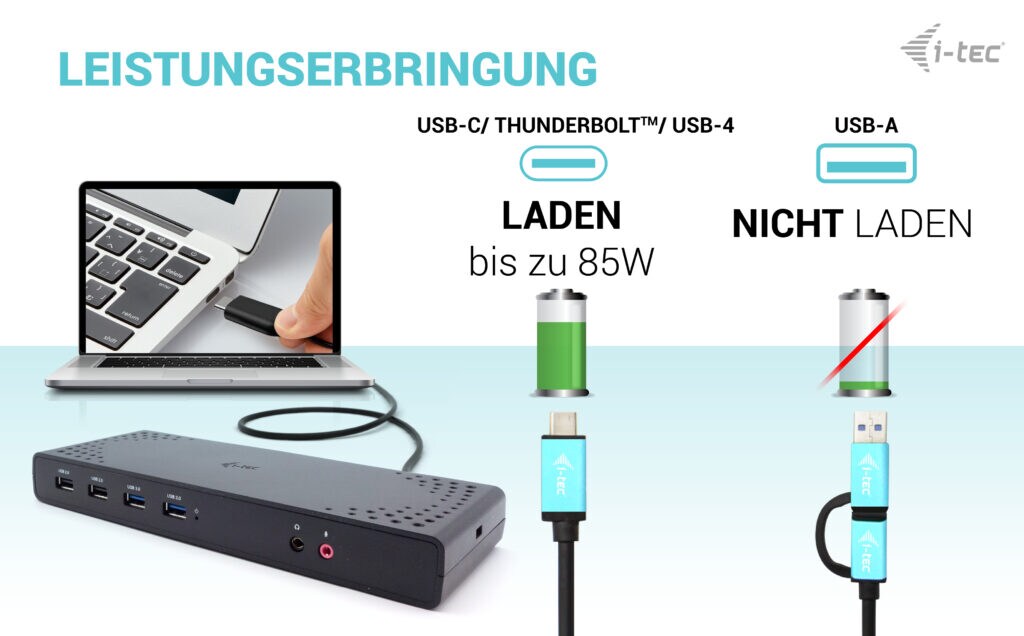 i-tec USB3.0/USB-C/Thunderbolt 2x Display Docking Station + PD 85W