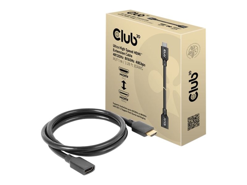 Club 3D Ultra High Speed HDMI Verlängerungskabel 4K120Hz 8K/60Hz St./B. 1m 30AWG