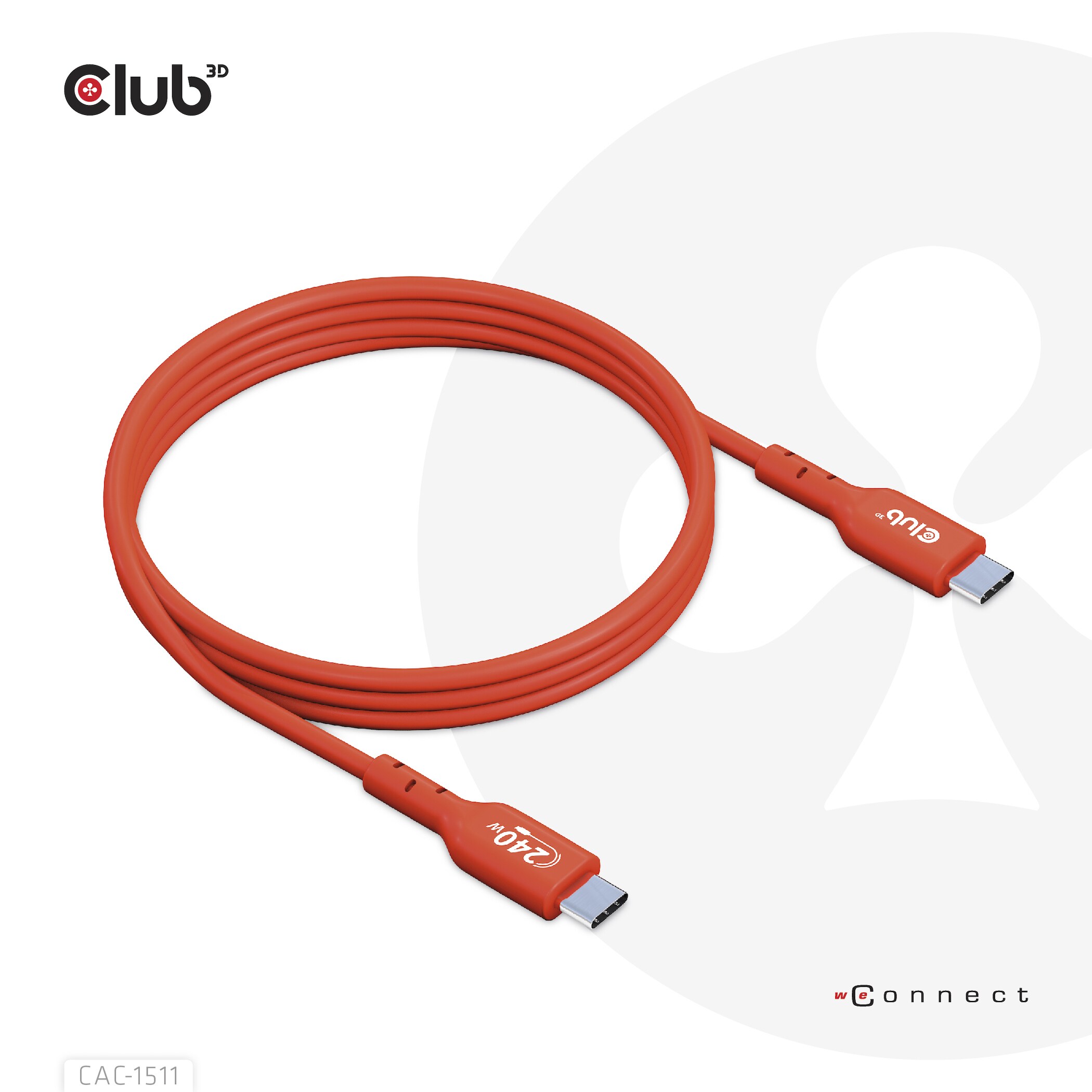 Club 3D USB 2.0 Typ-C Kabel Bidirektional USB-IF 480Mb PD 240W St./St. 1m orange