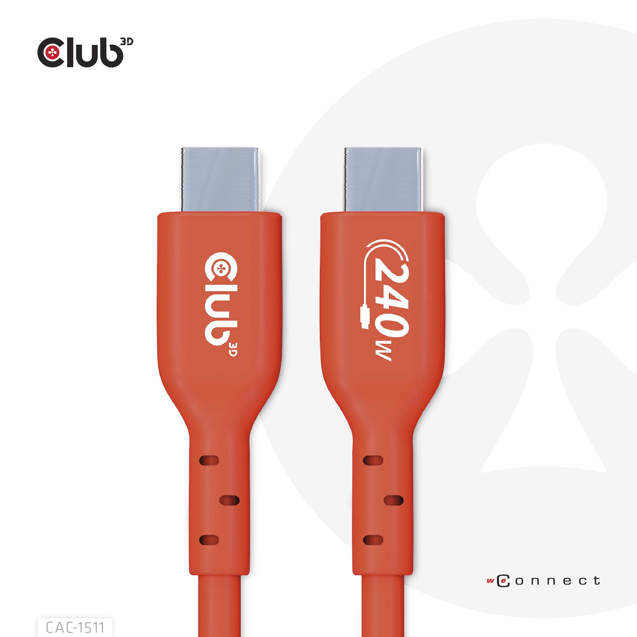 Club 3D USB 2.0 Typ-C Kabel Bidirektional USB-IF 480Mb PD 240W St./St. 1m orange