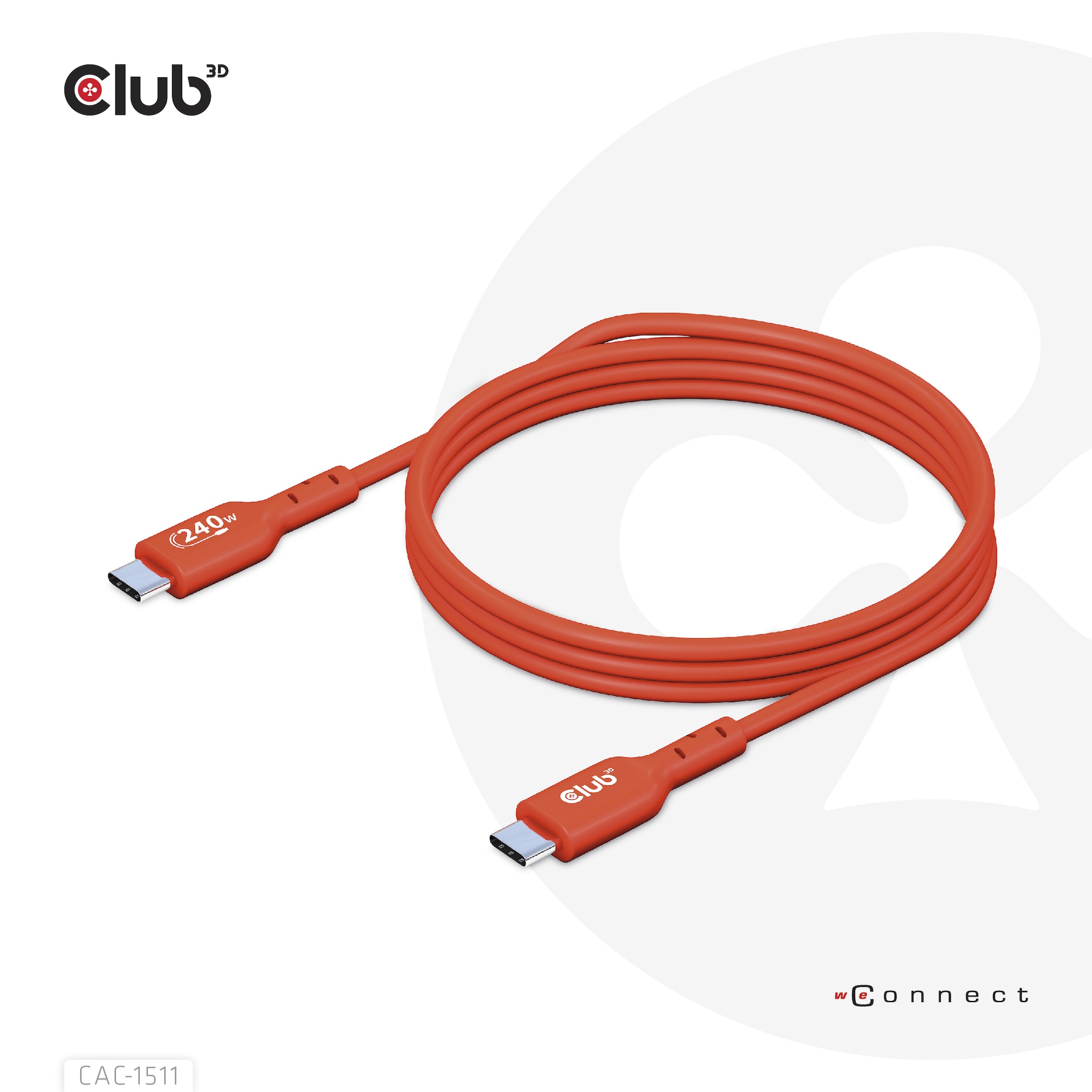 Club 3D USB 2.0 Typ-C Kabel Bidirektional USB-IF 480Mb PD 240W St./St. 1m orange