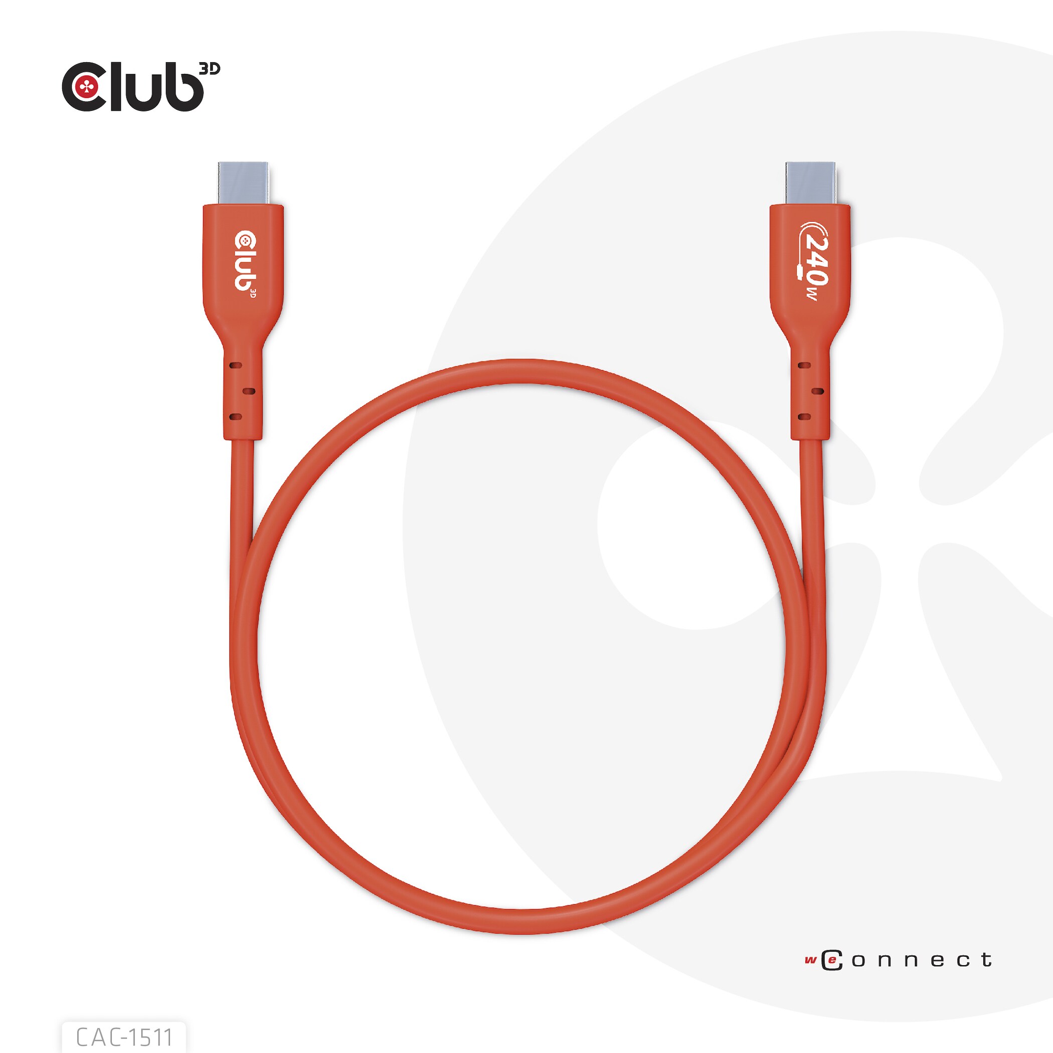 Club 3D USB 2.0 Typ-C Kabel Bidirektional USB-IF 480Mb PD 240W St./St. 1m orange