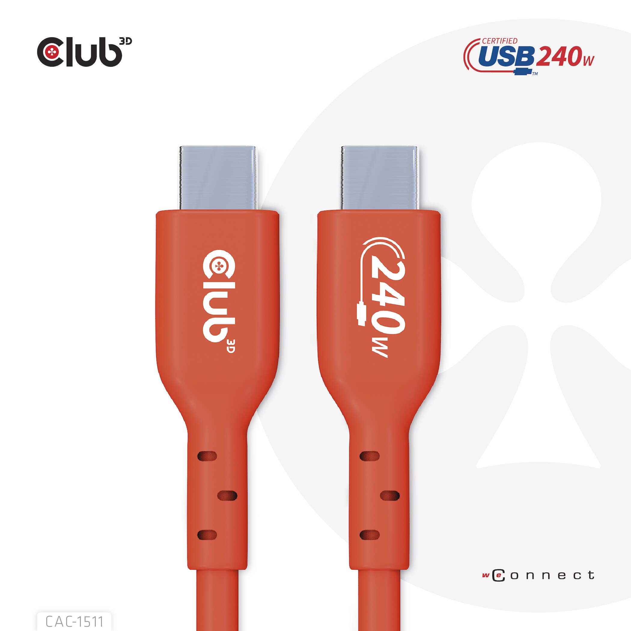 Club 3D USB 2.0 Typ-C Kabel Bidirektional USB-IF 480Mb PD 240W St./St. 1m orange