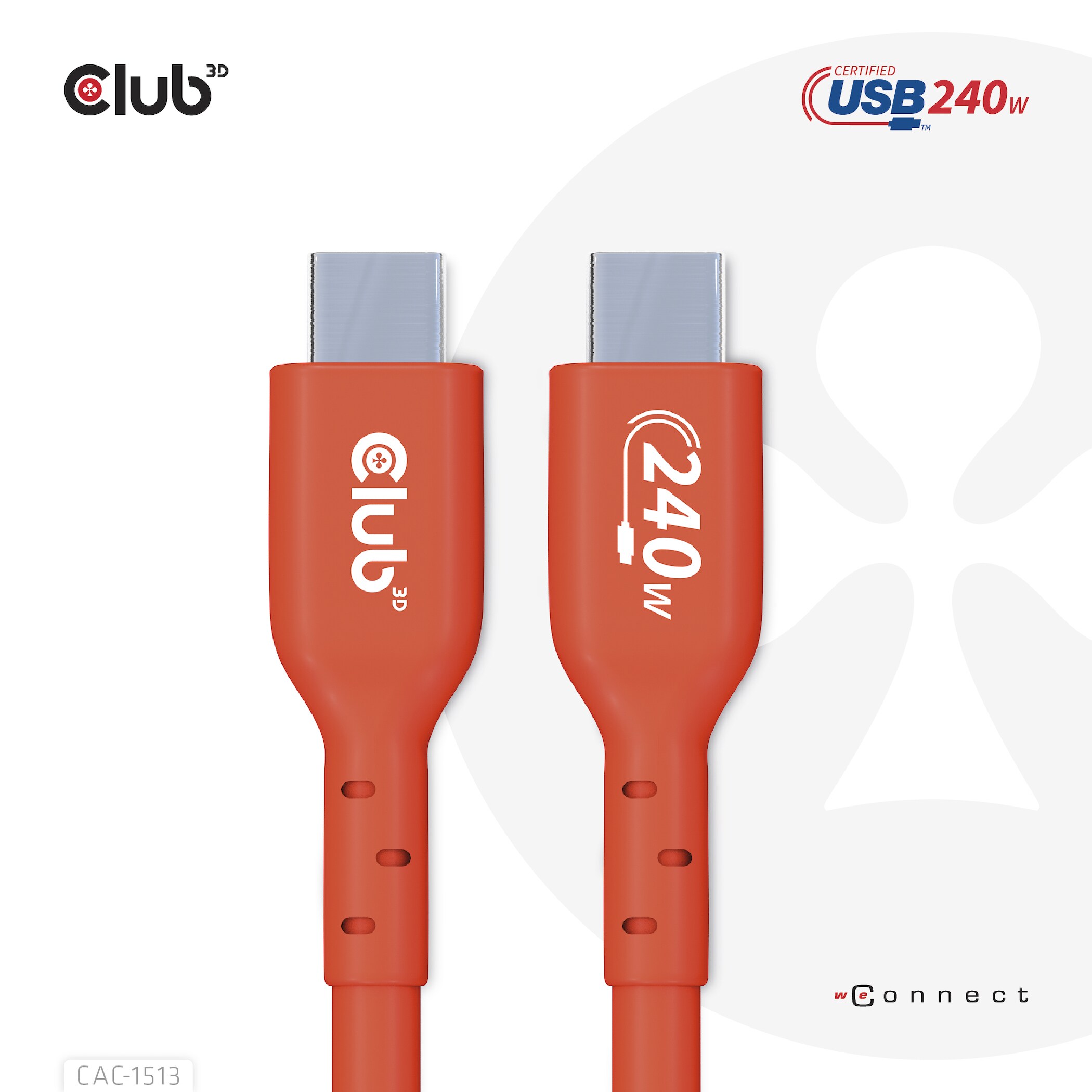 Club 3D USB 2.0 Typ-C Kabel Bidirektional USB-IF 480Mb PD 240W St./St. 3m orange