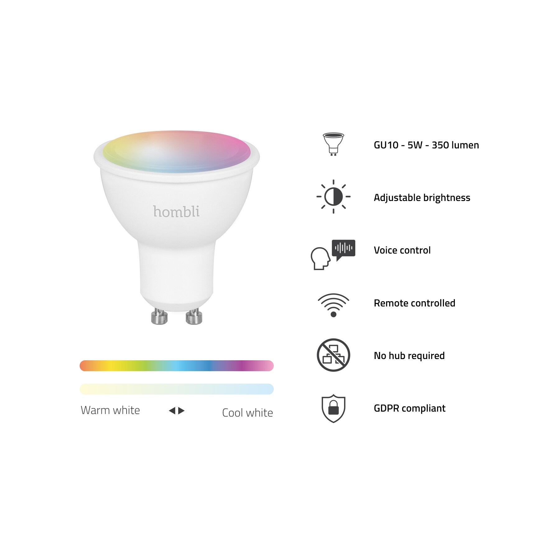 Hombli smarte Glühbirne GU10 5W RGB, 4er Pack