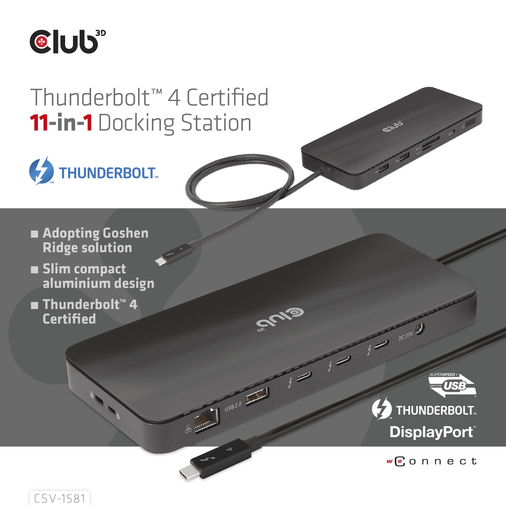 Club 3D Thunderbolt 4 Zertifizierte 11-in-1-Docking-Station