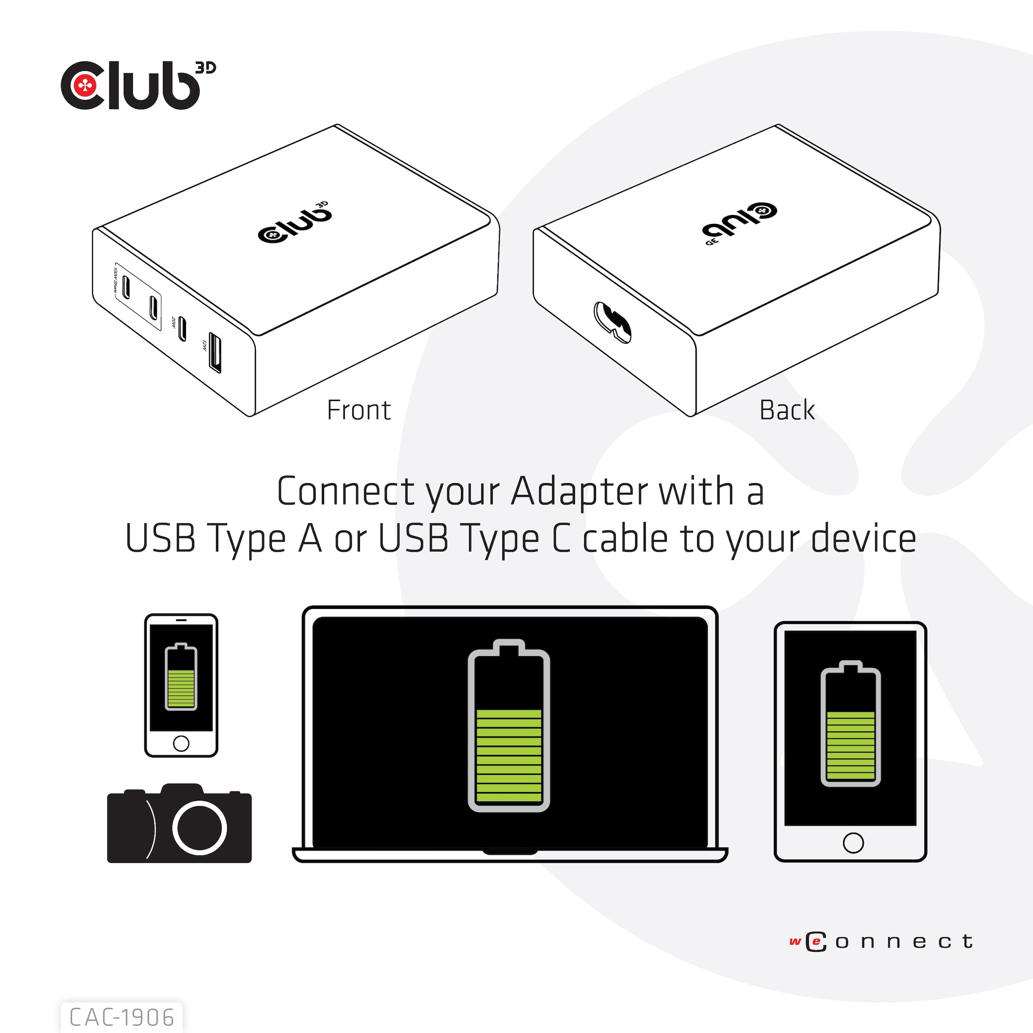 Club 3D Reise Ladegerät 132W GAN, USB Typ-C/Typ-A Power Delivery (PD) 3.0