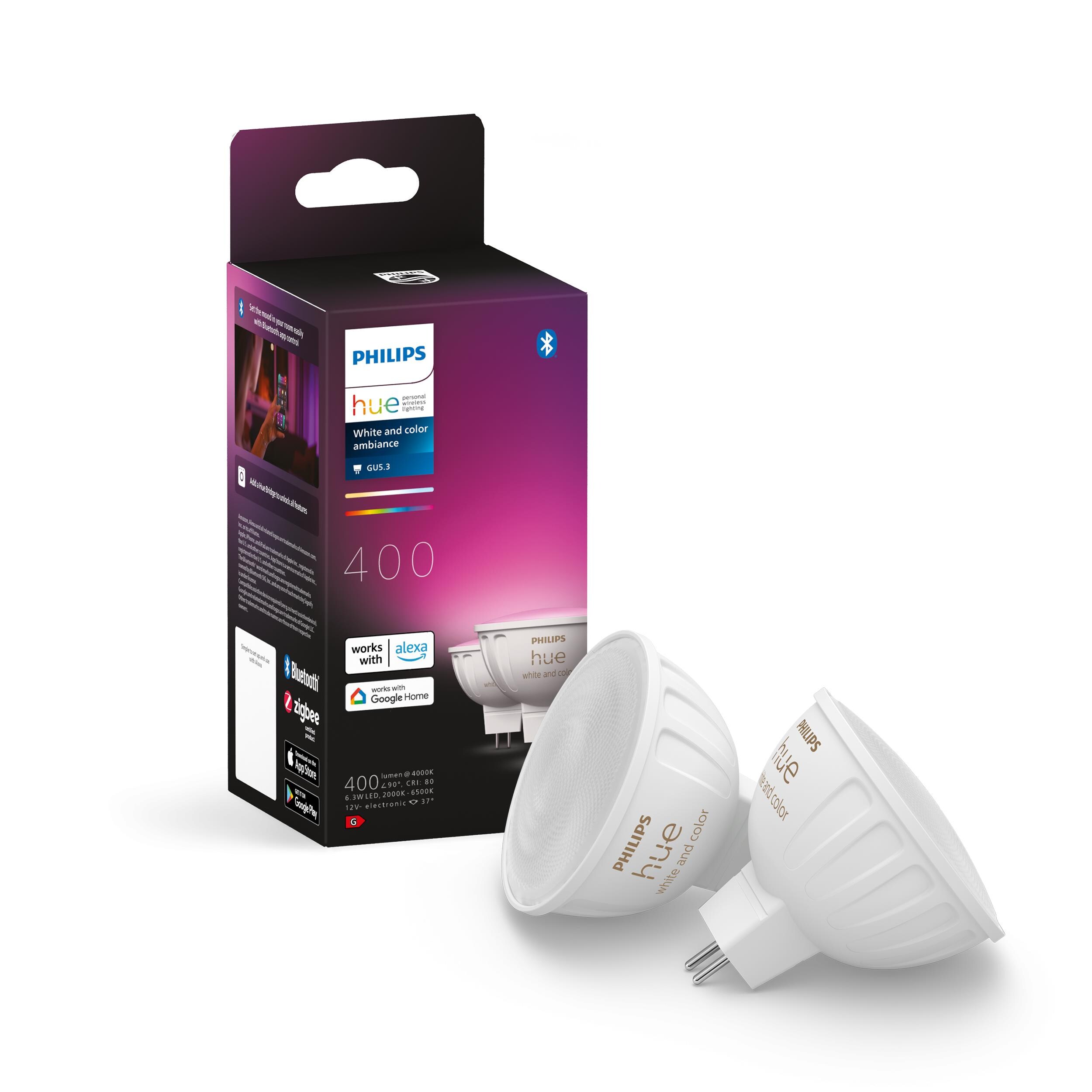 Philips Hue White &amp; Color Ambiance MR16 LED-Lampe 2x400lm, Doppelpack