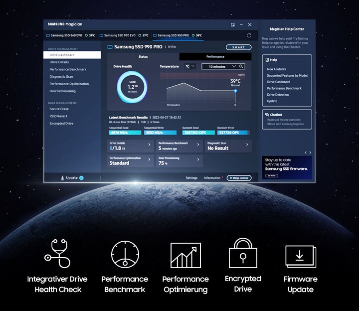 Samsung 990 PRO NVMe SSD 4 TB M.2 PCIe 4.0 3D-NAND TLC