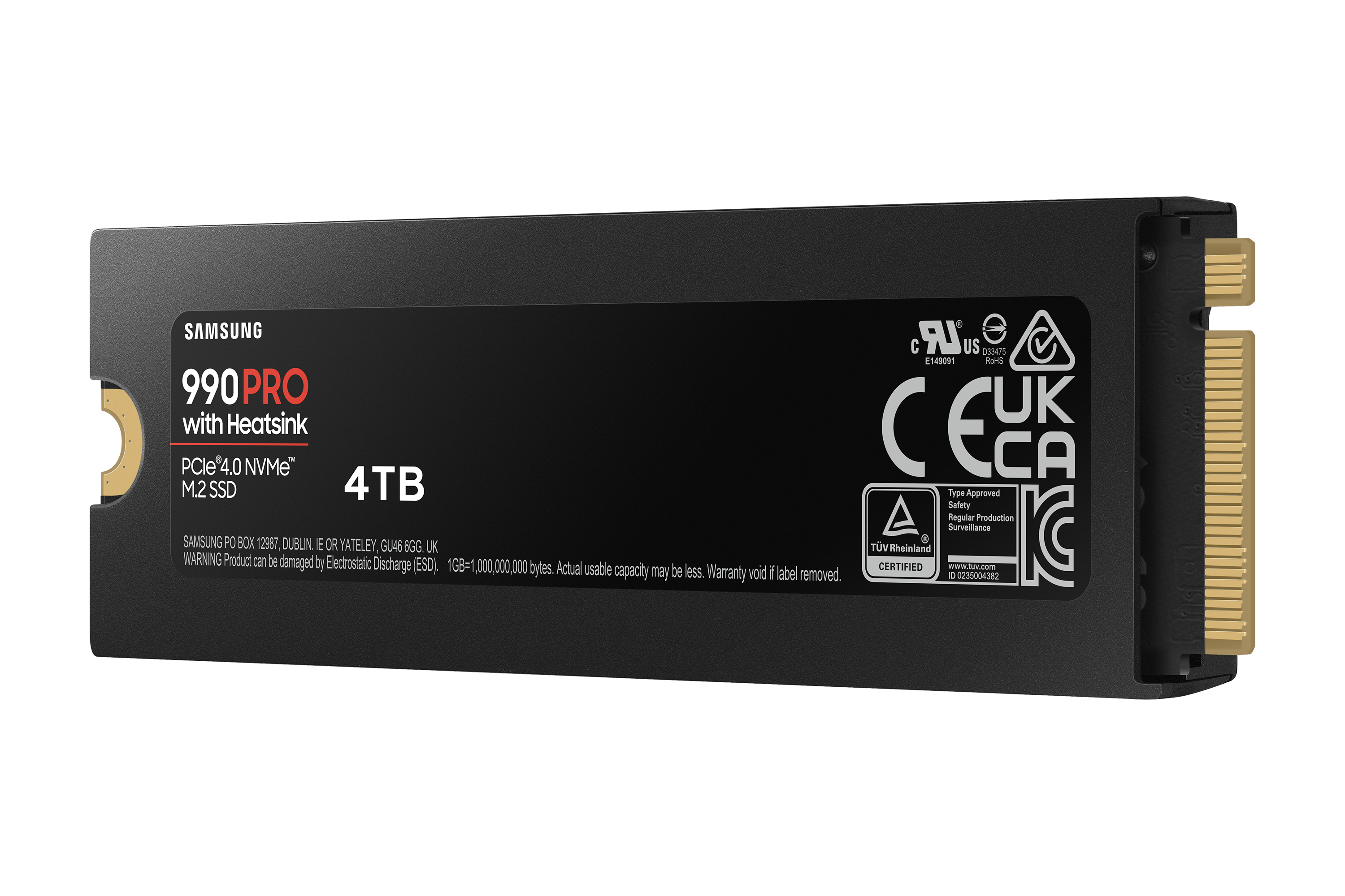 Samsung 990 PRO NVMe SSD 4 TB M.2 PCIe 4.0 3D-NAND TLC mit Kühlkörper