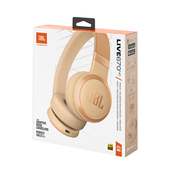 JBL LIVE 670 NC Wireless Bluetooth On-Ear Kopfhörer sandstone