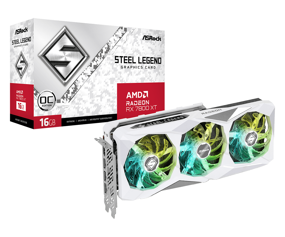 ASROCK AMD Radeon RX 7800 XT Steel Legend Gaming Grafikkarte 16GB GDDR6 HDMI/DP