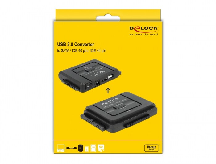 Delock Konverter USB 5 Gbps zu SATA 6 Gb/s / IDE 40 Pin / IDE 44 Pin mit Backup