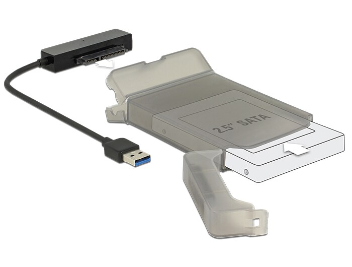 Delock Konverter USB 3.0 Typ-A Stecker &gt; 22 Pin SATA 6 Gb/s mit 2.5″ Schutzhülle