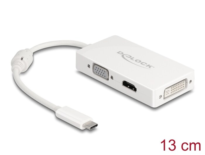 Delock Adapter USB Type-C™ Stecker &gt; VGA / HDMI / DVI Buchse weiß