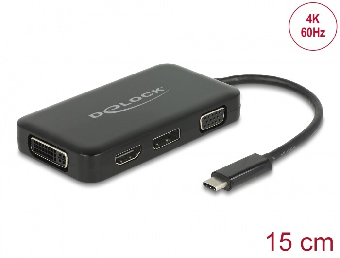 Delock Adapter USB Type-C™ Stecker &gt; VGA / HDMI / DVI / DisplayPort Buchse