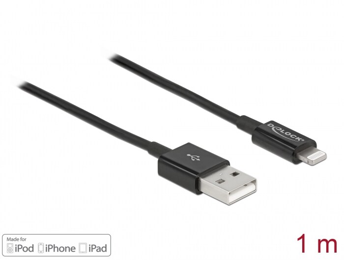 Delock USB Daten- und Ladekabel für iPhone™, iPad™, iPod™ schwarz 1 m